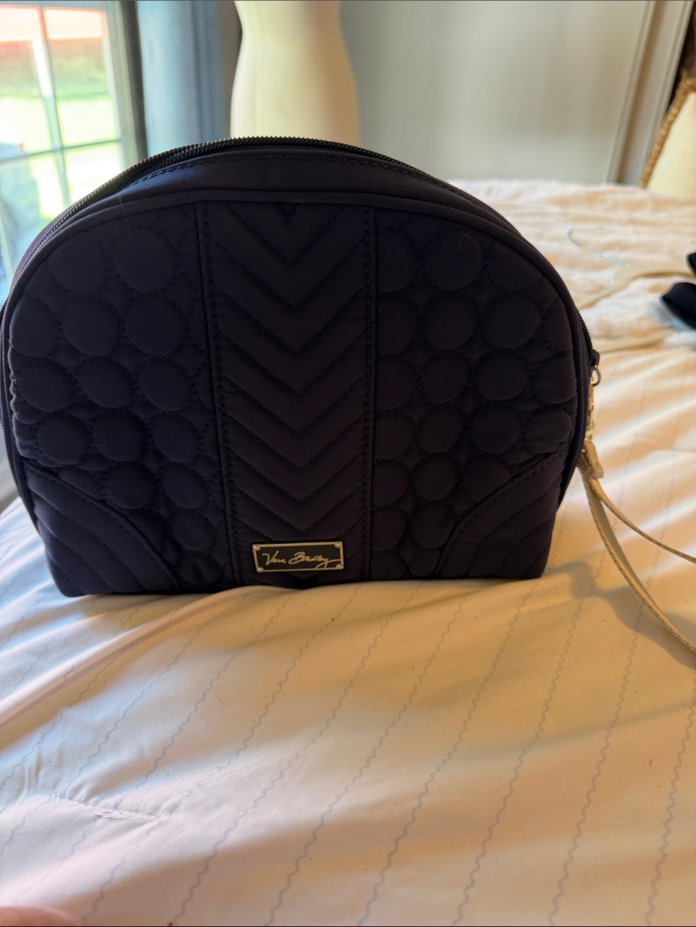 Vera Bradley Quilted Deep Navy Cosmetic plastic lined bag